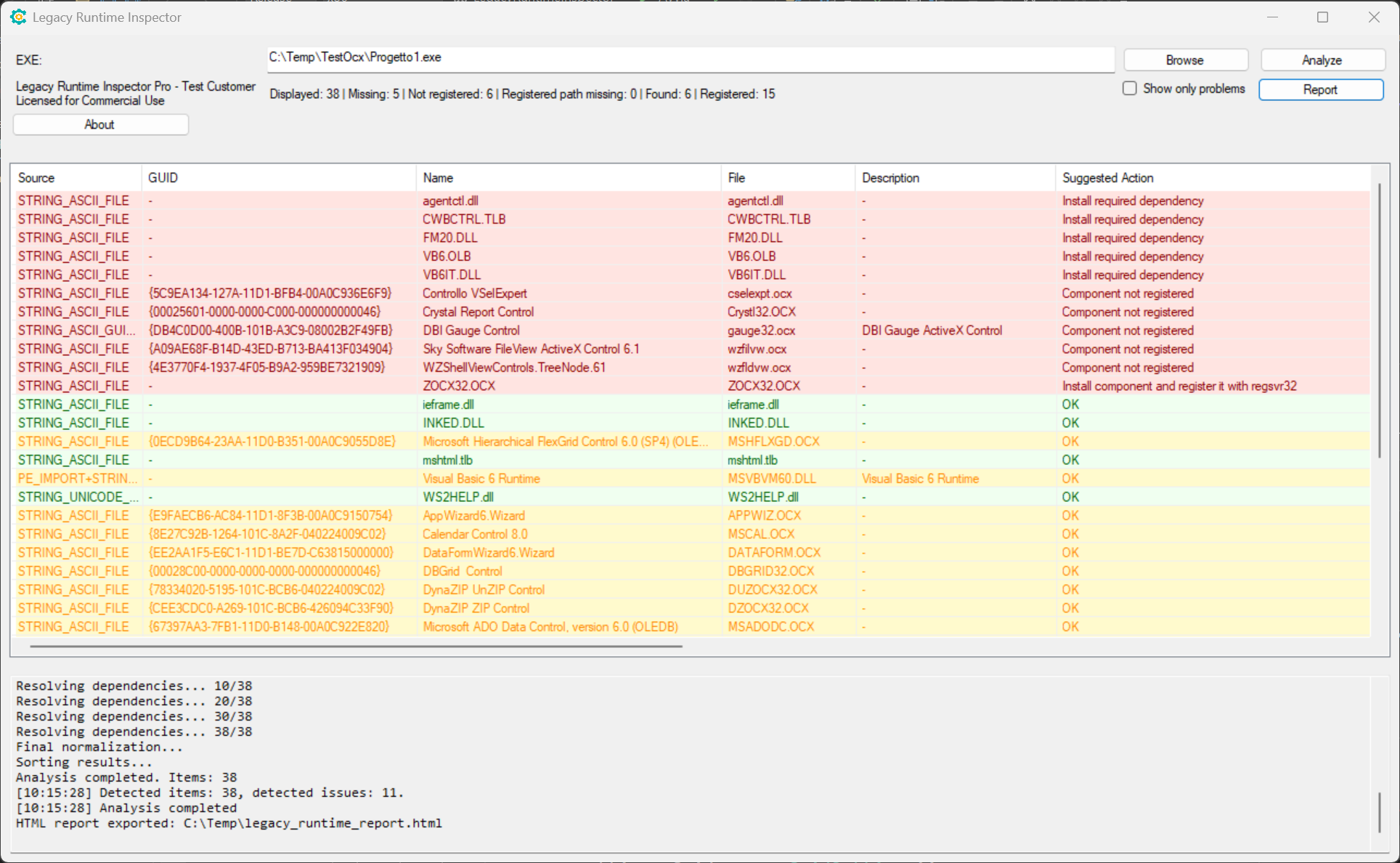 Missing components detection